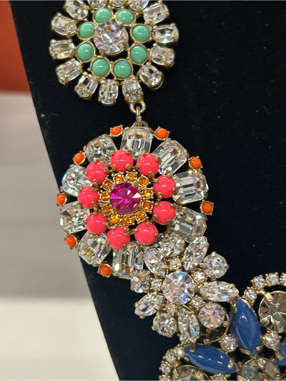 J. Crew floral lattice crystal statement necklace - Picture 3 of 7